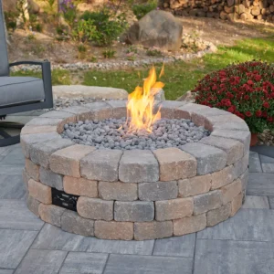 Bronson Block Round Gas Fire Pit Kit