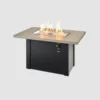 Havenwood Rectangular Gas Fire Pit Table Pebble Top Black Base