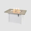 Havenwood Rectangular Gas Fire Pit Table Pebble Top White Base